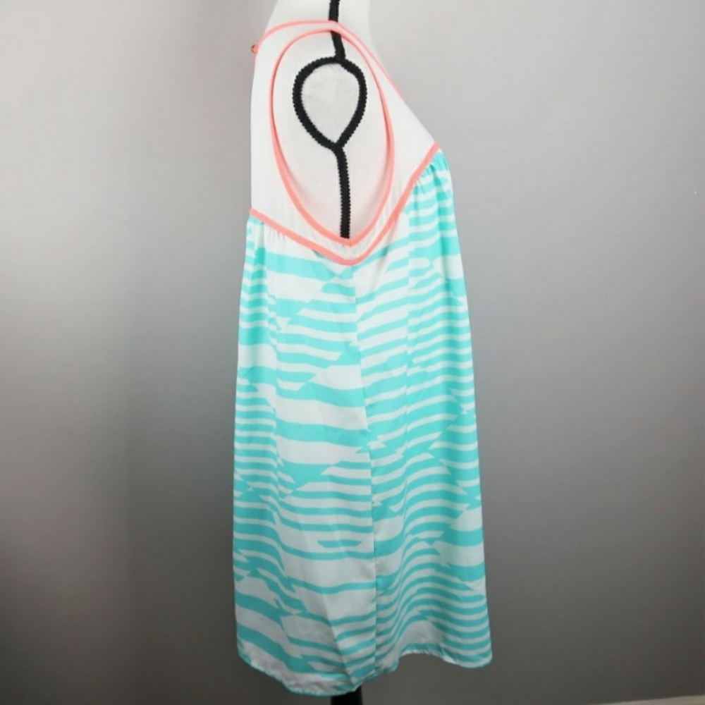 Everly Turquoise and Orange Swing Dress Size Large - Picture 3 of 7